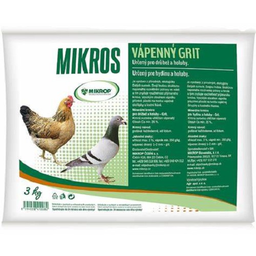 Vápenec krmný Grit  3kg Mikros